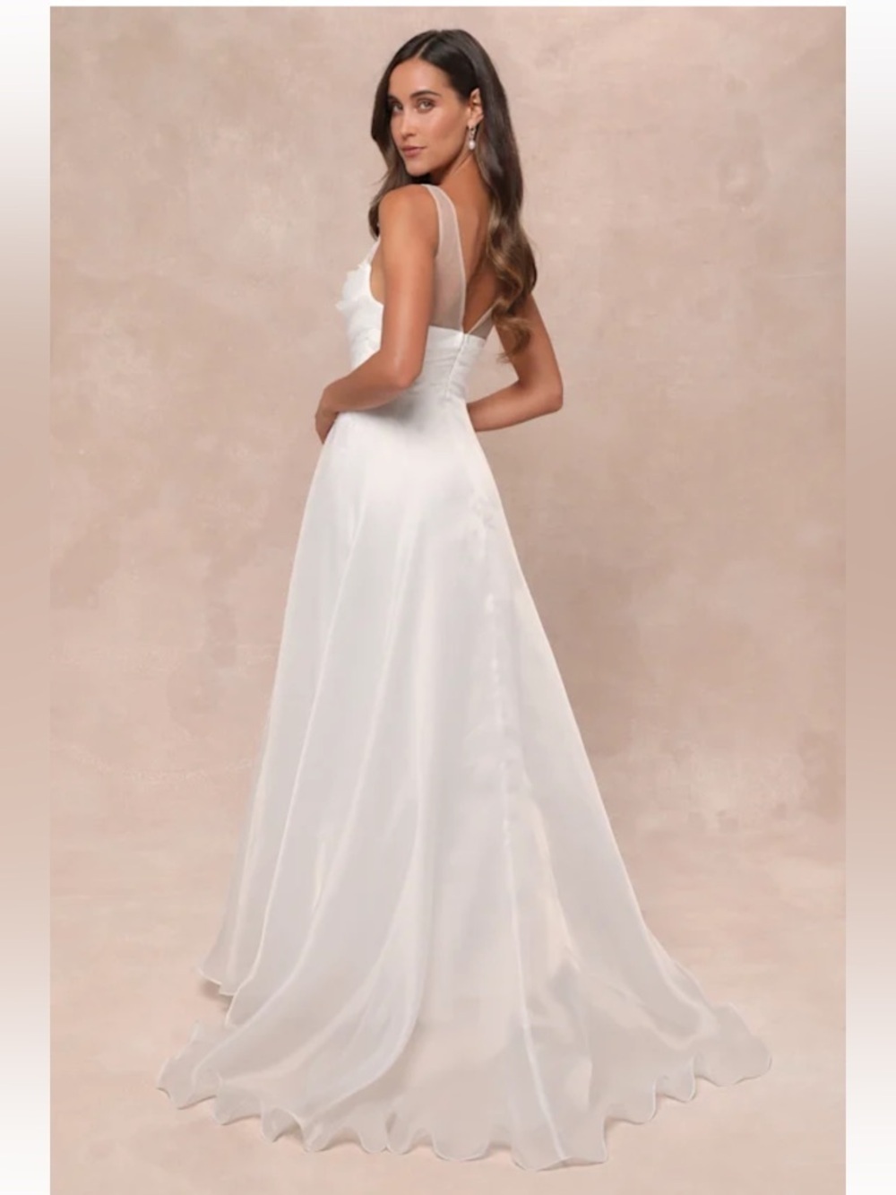 NWT Lulus Yours for Eternity White Organza Embroidered Pleated Maxi Dress - Picture 2 of 13